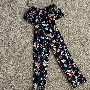Corey Lynn Calter Black Floral Off-Shoulder Jumpsuit